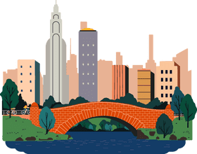 Amusement Park Adventure in the City Skyline PNG