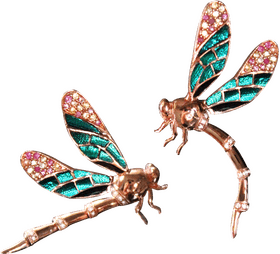 Sparkling Insect Dragonflies Adorned with Gems PNG