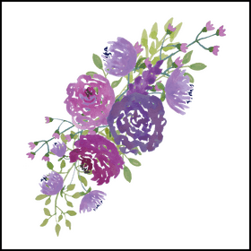 Charming Bouquet of Purple Grapes and Blossoms PNG