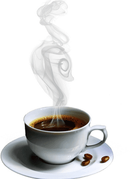 Whimsical Coffee Dreams in a Cup PNG
