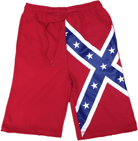 Flag Confederate-Themed Red Shorts for Casual Wear PNG