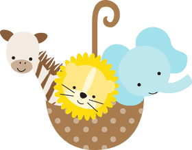 Forest Friends in a Cozy Basket PNG