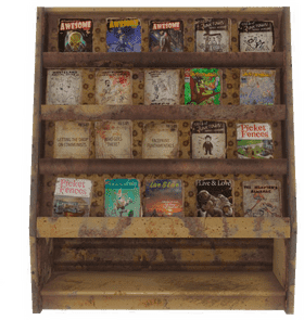 Vintage Magazine Rack A Collection of Unique Titles PNG