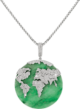 Elegant World Map Necklace Pendant PNG
