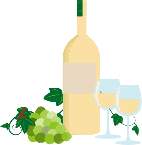 Elegant White Wine Bottle with Glasses and Grapes PNG