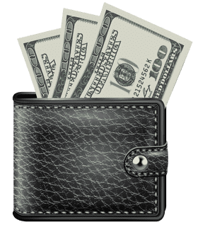 Stylish Leather Wallet with Cash Inside PNG