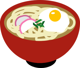Delicious Udon Soup with Egg and Greens PNG