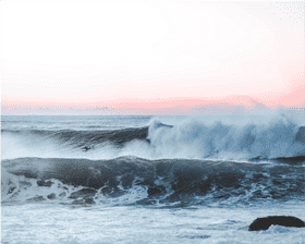 Majestic Ocean Wave Dance at Dusk PNG