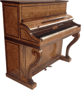 Elegant Antique Piano in Warm Wood Tones PNG