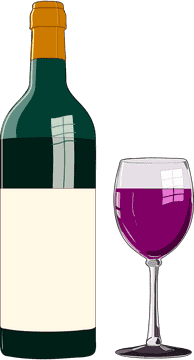Classic Wine Bottle and Elegant Glass PNG