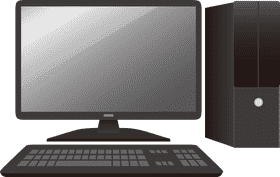 Sleek Desktop Computer Setup with Keyboard and Tower PNG