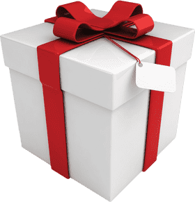 Charming White Gift Box with Red Bow PNG