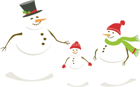 Charming Snowman Family in Winter Style PNG