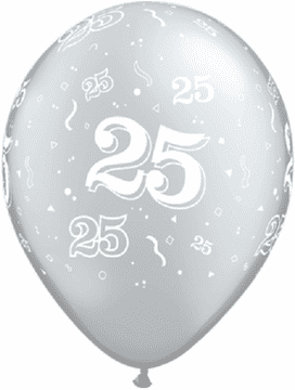 Silver Balloon Celebrating 25 Years PNG