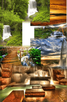 Serene Waterfall Oasis at Dusk PNG