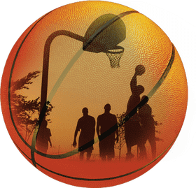 Sunset Basketball The Game in Silhouette PNG