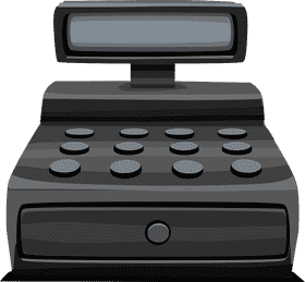 Stylish Black Cash Register with Modern Features PNG
