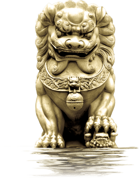 Chinese Guardian Lion Statue Design PNG