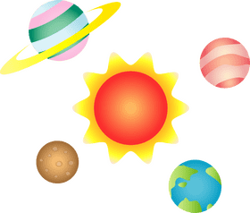 Colorful Planetary System Display PNG