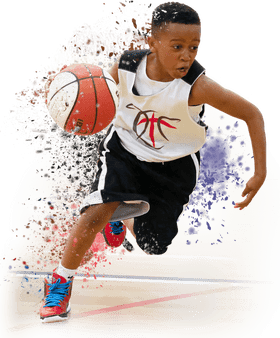 Dynamic Basketball Dribbler in Action PNG