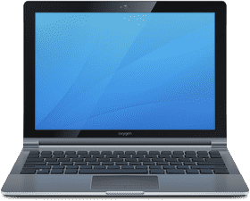 Sleek Laptop with Vibrant Blue Display PNG