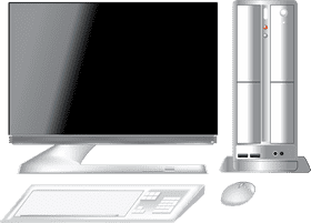 Sleek Silver Desktop Computer Setup with Accessories PNG