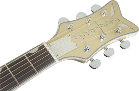 Elegant Guitar Harmony with Unique Headstock Design PNG