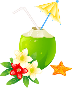 Tropical Coconut Drink Delight PNG