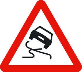 Road Sign Slippery When Wet Warning PNG