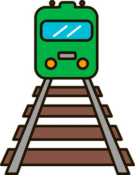 Green Train on the Tracks PNG