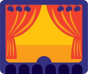 Vibrant Concert Stage with Captivating Curtains PNG