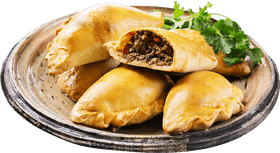 Delicious Presentation of Savory Empanadas PNG
