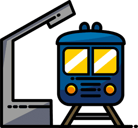 Bright Blue Train at the Station PNG