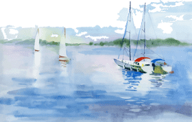 Serenity of the Sailing Boat on Calm Waters PNG