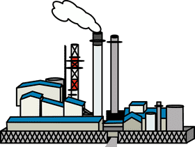 Modern Industrial Factory with Smokestacks PNG