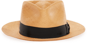 Classic Straw Hat with Black Band PNG