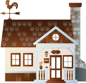Charming Cottage House with a Rooster Weathervane PNG