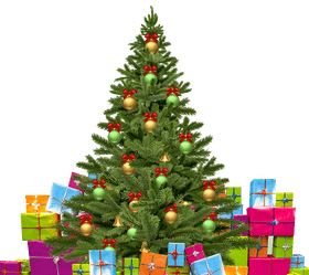 Joyful Christmas Tree with Colorful Presents PNG