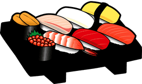Sushi Delight An Assorted Japanese Feast PNG