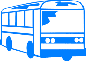 Blue and White School Bus Illustration PNG