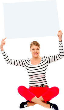 Cheerful Banner Holder Ready to Showcase Ideas PNG