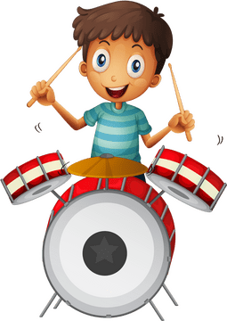 Joyful Child Playing Music Note Rhythm PNG