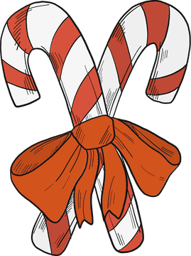 Candy Cane Walking Cane Design PNG