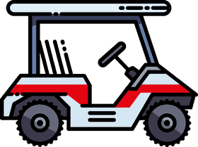 Sleek Red and White Golf Cart PNG