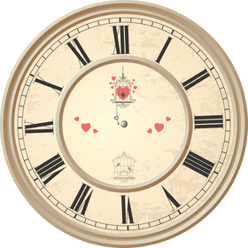 Romantic Heart Clock with Vintage Charm PNG