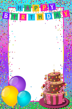Colorful Birthday Celebration Frame PNG