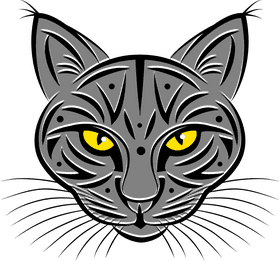 Mystical Cat with Striking Yellow Eyes PNG