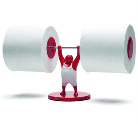 Strongman Lifting Oversized Paper Sheets PNG