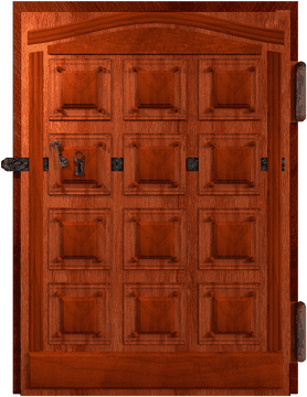 Timeless Wooden Door with Intricate Panels PNG