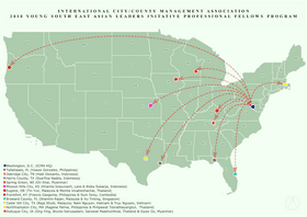 World Map of Southeast Asian Leaders Initiative Connections PNG